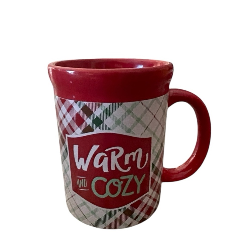 DesignPac Warm And Cozy Holiday Coffee/ Tea Mug Cup  Red Green White Plaid